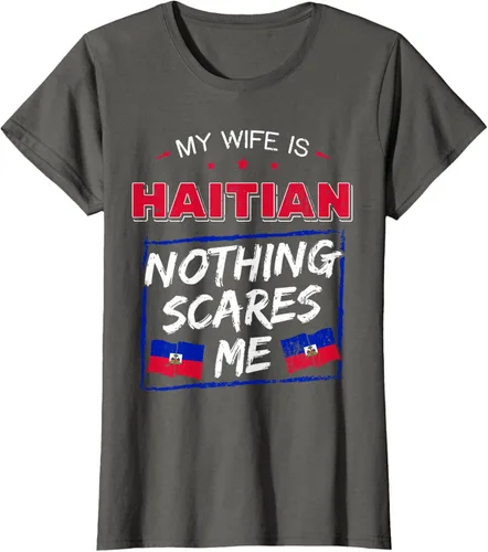 Miniatura 56 de My Wife Is Haitian Republic of Haiti Heritage Roots - Camiseta con bandera, Negro, S
