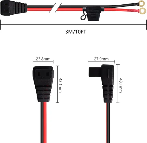 Miniatura 7 de Cable de alimentación CC para refrigerador de automóvil de 12 V, terminal de anillo O de 16 AWG a cable de plomo portátil para automóvil