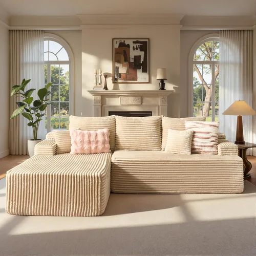 ovios Sofá seccional Cloud de 96 pulgadas con chaise en forma de L, sofá modular moderno con asiento profundo, sofás tapizados para sala de estar y