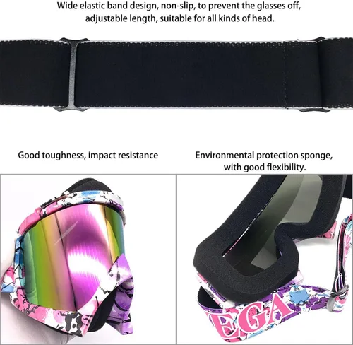 Miniatura 5 de Gafas para Dirt Bike, Gafas de Motocicleta ATV UTV MX OTG Accesorios & Gafas Anti Niebla para Esquí, Carreras de Esquí Dirtbike Marco rosa camuflaje