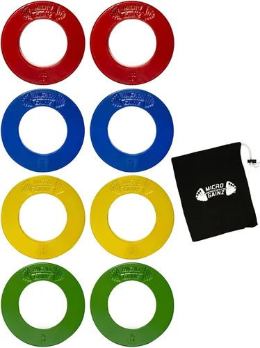 Miniatura 8 de Micro Gainz - Juego de discos de peso fraccionarios calibrados, juego de 8 discos olímpicos con bolsa, diseñado para pesas olímpicas para Negro