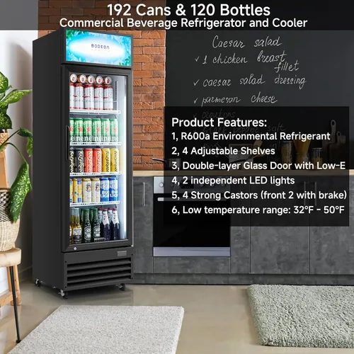 Miniatura 7 de Refrigerador y enfriador de bebidas comercial BODEGA BODEGACOOLER, refrigerador comercial para mercancía con luz LED suave, estantes ajustables