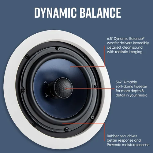 Miniatura 2 de Polk Audio RC60i - Altavoces redondos de 6.5 pulgadas de alta calidad de 2 vías (par), perfectos para colocación húmeda y húmeda en interiores