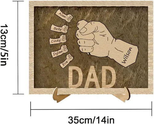 Miniatura 5 de regalo del día del padre, regalo de papá personalizado, puño personalizado firma de la huella de mano, cumpleaños del abuelo. letrero de papá