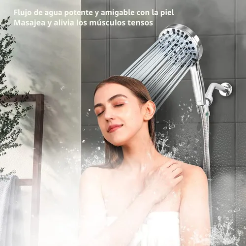 Miniatura 2 de BESAQUO Cabezal de ducha, cabezal de ducha de alta presión de 10 funciones con mano, modo de pausa integrado y lavado a presión, boquillas que