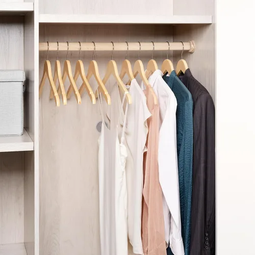 Miniatura 6 de Amber Home Paquete de 20 perchas de madera natural para camisas, perchas de madera de primera calidad sin barra, perchas para chaquetas, novias