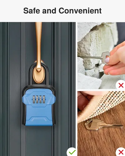 Miniatura 5 de Puroma Caja de Seguridad, Caja de Llaves con Cerradura de Montaje en Pared y Caja de Seguridad Portátil con Código Reiniciable, Caja de Seguridad
