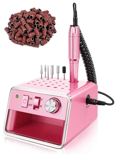 Subay Máquina de taladro de uñas, lima eléctrica, portátil para uñas de polvo de inmersión de gel acrílico, kit de taladro de uñas para manicura y