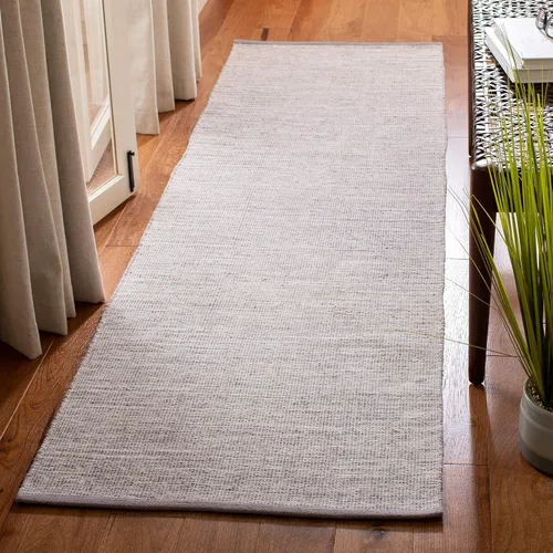 SAFAVIEH Montauk Collection - Alfombra de pasillo, 2 pies 3 pulgadas x 8 pies, color plateado, tejido plano de algodón, ideal para zonas de alto