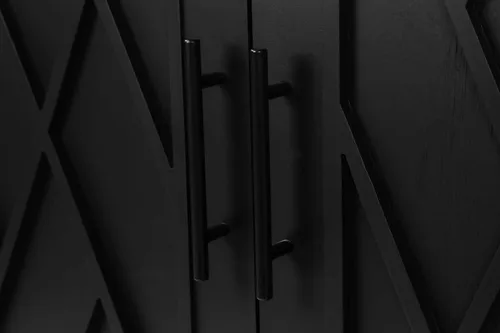 Miniatura 7 de LUMISOL Aparador de buffet negro vintage, gabinete de almacenamiento americano con estante ajustable, consola de 4 puertas, soporte para TV de hasta