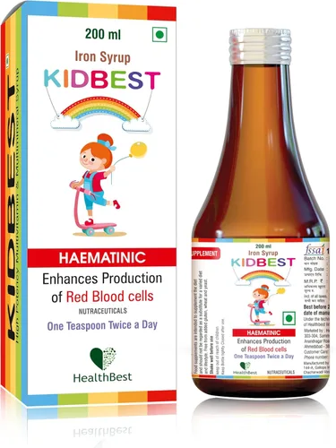 HealthBest Jarabe líquido de hierro para niños, triple acción con ácido fólico y zinc, aumenta la hemoglobina, el apetito y la inmunidad, sin sabor
