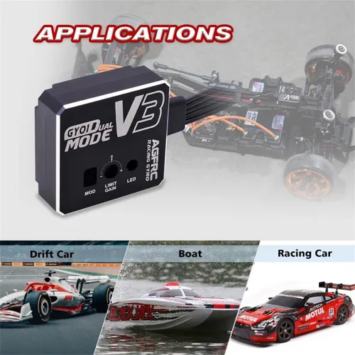 Miniatura 5 de AGFRC Giroscopio RC de doble ganancia - Giroscopios clasificados afinados con caja de aluminio para RC coche, camión, barco (GY01 V3)