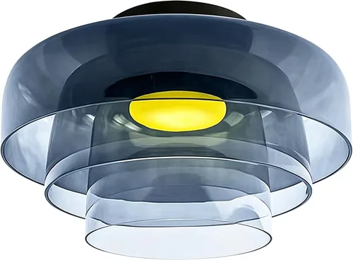Miniatura 12 de Jowjut Luces de Techo de Montaje al Ras 1-Luz Cristal Gris Luces de Montaje al Ras 2-Capas Pantalla Mediados del Siglo Isla de Cocina Lámparas