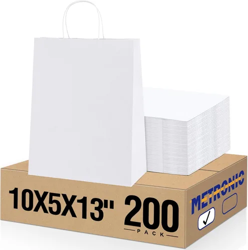 Miniatura 10 de Metronic - Bolsas de regalo de papel kraft con asas de 16 x 6 x 12 pulgadas, paquete de 6000 Para Navidad, recuerdos de fiesta de cumpleaños