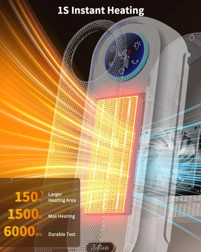 Miniatura 4 de Calentadores de espacio para uso en interiores, calentador eléctrico portátil de 16 pulgadas para oficina, calentador de espacio de calentamiento