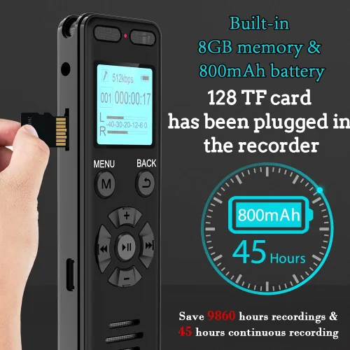 Miniatura 3 de Grabadora de voz digital de 136 GB, grabadora activada por voz para conferencias y reuniones - Aiworth 9860 horas de grabadora de audio de sonido