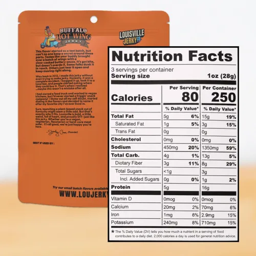 Miniatura 2 de Louisville Vegan Jerky - Buffalo Hot Wing Carne vegana y vegetariana - Cecina para morder los labios - Snacks veganos altos en proteínas sin gluten