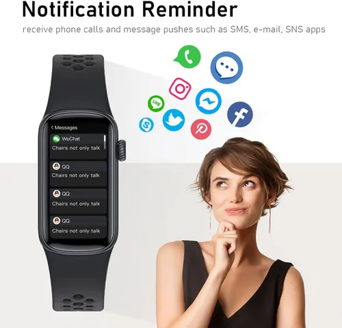 Miniatura 6 de Reloj de contador de pasos para hombres y mujeres, relojes inteligentes Laides, notificación de mensajes, IP68, impermeable, rastreador