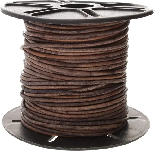 Miniatura 82 de The Beadsmith Cordón de cuero – Negro – Bobina de 0.039 in – 5 yardas/14.8 ft – Tanga de cuero indio ideal para trenzar, cuentas, collares, cordones