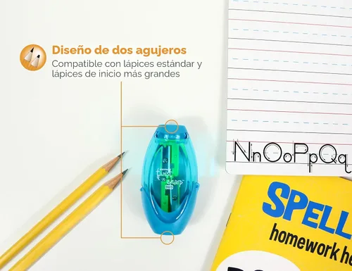 Miniatura 3 de Bostitch Sacapuntas de oficina, manual, Twist-n-Sharp con bandeja de virutas, niños, niñas, lápices de colores, paquete de 3, azul, naranja, rosa