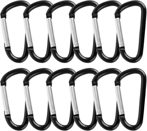 Miniatura 9 de GOGO 48PCS mosquetón clip de llavero de 3 pulgadas, gancho de mosquetón de metal de aluminio en forma de D