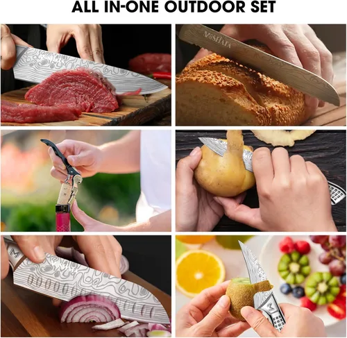 Miniatura 6 de MOSFiATA Juego de cuchillos de cocina, 17 piezas de cuchillos japoneses de acero inoxidable para cocina con bolsa de almacenamiento de tela Oxford