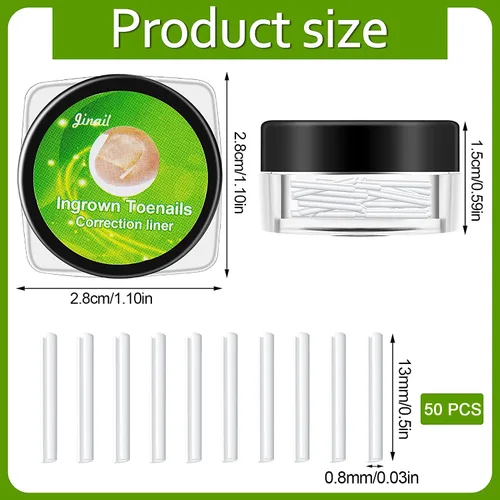 Miniatura 2 de Tiras correctoras de uñas encarnadas profesionales, 50 tiras correctoras de uñas encarnadas, tiras curvadas para enderezar las uñas del pie, clips