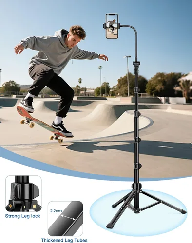 Miniatura 3 de Soporte de trípode para teléfono, trípode de teléfono celular de 85 pulgadas de alto para iPhone con control remoto de cuello de cisne, soporte