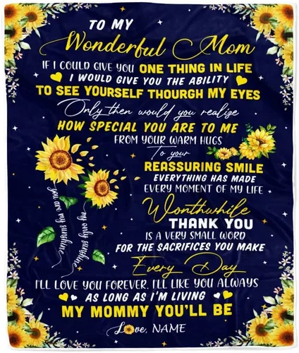 Miniatura 8 de Manta personalizada con texto en inglés «To My Mom from Daughter Wolf I Am Because You are Mom», para cumpleaños, día de la madre, Navidad, manta