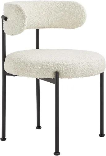 Miniatura 4 de Modway EEI-6516-IVO-BLK Albie Boucle - Juego de 2 sillas de comedor de tela, color negro marfil