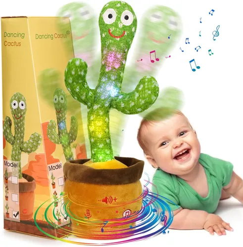 Emoin - Juguete de cactus bailarín y parlante, juguete de cactus para bebé que canta canciones infantiles, juguete educativo interactivo que imita,