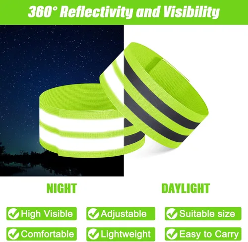 Miniatura 3 de 150 bandas reflectantes para el brazo para caminar por la noche, banda de tobillo reflectante para corredores, muñequera reflectante, ciclismo