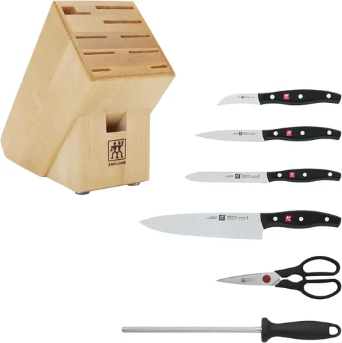 Miniatura 13 de ZWILLING Twin Signature - Juego de cuchillos alemanes de 7 piezas con bloque, afilados, producidos en fábrica propia, acero de fórmula especial