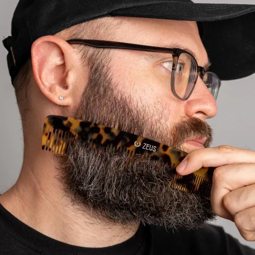 Miniatura 3 de ZEUS Peine grande de barba y bigote de 7.5 pulgadas, peine de corte sierra hecho a mano para el aseo de los hombres, antiestático, acabado ultra