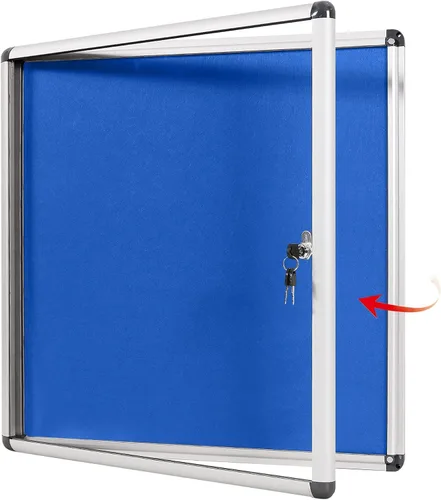 Miniatura 15 de SWANCROWN - Tablero de anuncios con cerradura a prueba de manipulaciones y cerrado para hogar, oficina y escuela, montado en la pared, de tela azul