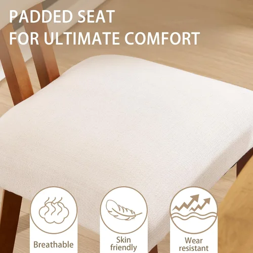 Miniatura 6 de MOJAY - Juego de 2 sillas de comedor, sillas de cocina modernas de mediados de siglo, sillas laterales de tela de lino estilo granja con respaldo