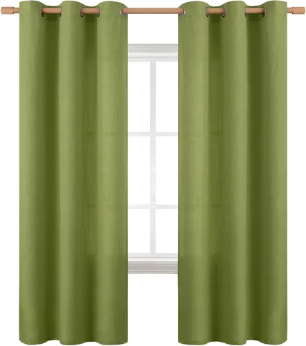 Miniatura 142 de BGment Cortinas de Lino Beige de 63 Pulgadas de Largo 2 Paneles - Tratamientos para Ventanas con Textura de Arpillera Filtrantes de Luz Cortinas