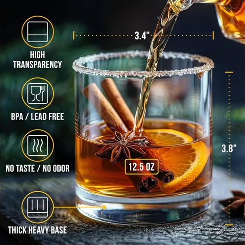 Miniatura 3 de Bravario Vasos irrompibles de plástico Tritan para whisky, rocas dobles inastillables, aptos para lavavajillas, sin BPA, perfectos para cóctel