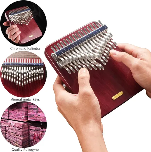 Miniatura 2 de LingTing Kalimba - Piano de pulgar de 34 teclas Mbira, regalo para niños, adultos, principiantes profesionales (LT-K34V, susurrador de nieve)