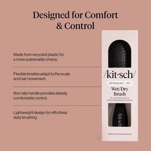 Miniatura 3 de Kitsch Cepillo desenredante para cabello húmedo y seco, cepillo flexible para mujeres, hombres y niños, cepillo desenredante para cabello rizado