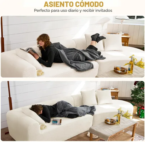 Miniatura 7 de Sofá modular modular de 126 pulgadas, moderno sofá curvado de nube con asiento profundo, sofás tapizados de gran tamaño para sala de estar, no Beige