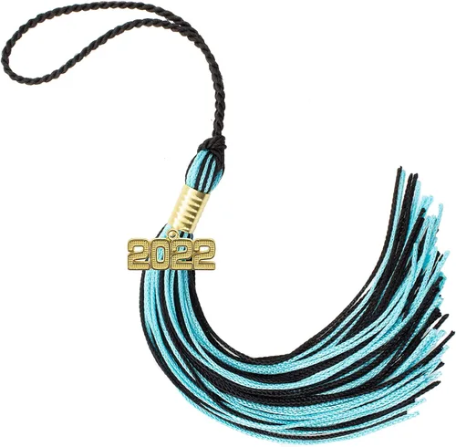 Miniatura 748 de Borla de graduación Aqua 2022, todos los colores escolares disponibles, fabricada en Estados Unidos