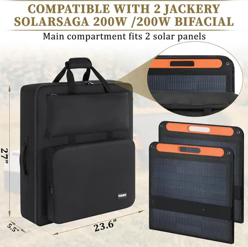 Miniatura 2 de Bolsa de viaje para panel solar, bolsa de almacenamiento portátil para panel solar compatible con Jackery SolarSaga 100 W, 200 W, 100 X, funda