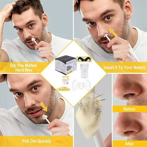 Miniatura 6 de Kit de cera para nariz para hombres y mujeres, kit de depilación nasal Yovanpur con 100g de granos de cera para el pelo de la nariz (15-20 USOS), 20
