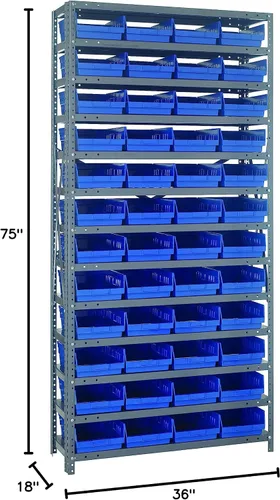 Miniatura 408 de Quantum QSBU-245BK Heavy Duty Shelving Unit with (7) Shelves and (24) QUS245 Black Bins for Garage Warehouse Storage Distribution 400 lb Load