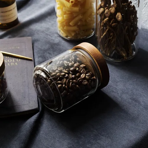 Miniatura 6 de Tarro de vidrio para dulces – Tarro de almacenamiento hermético de vidrio de cocina de 16 oz con tapa hermética de acacia, para condimentos