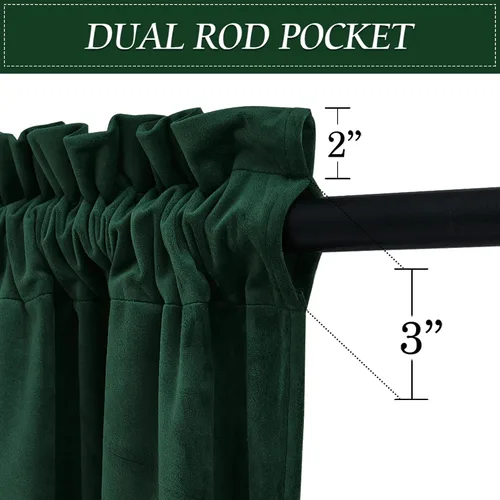 Miniatura 167 de RYB HOME Cortinas opacas de terciopelo para dormitorio, aislamiento térmico, privacidad, luz solar, bloqueo de calor, cortinas lujosas con bolsillo