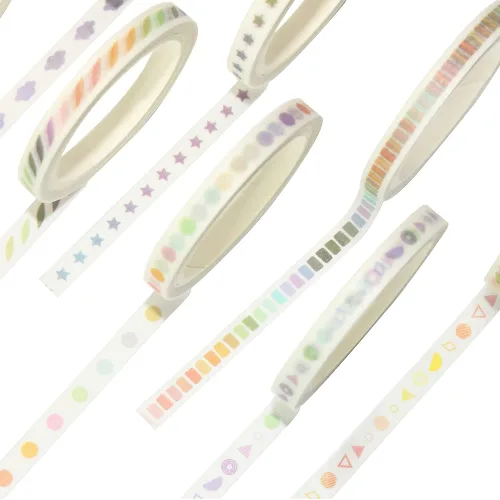 Miniatura 2 de Juego de cinta washi básica delgada 12 rollos de cintas decorativas de 5 mm de ancho para álbum de recortes, manualidades, proyectos de arte