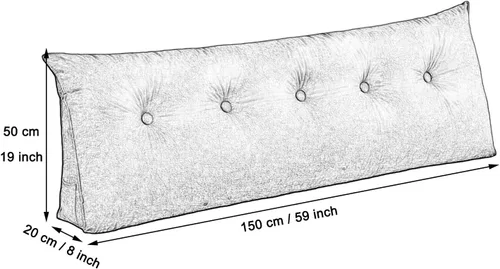 Miniatura 2 de Almohada de cuña para dormir, cabecero de espalda, cojín triangular largo, almohadas de lectura para sentarse en la cama para adultos con funda