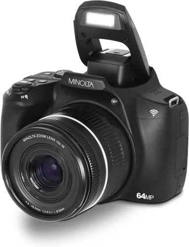 Miniatura 2 de Minolta Cámara digital de enfoque automático de 64 megapíxeles con zoom óptico de 10x, video 4K Ultra HD y disparo macro, paquete con tarjeta